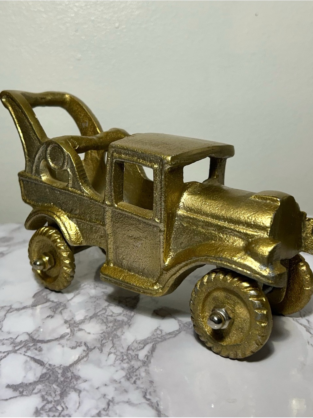 Metallic Gold Tow Truck Decor Piece